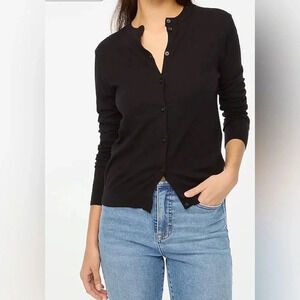 J‎ Crew Classic 100% Cotton Button Up Black Clare Cardigan Sweater Women XXS EUC